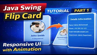 Java Swing Flip Card UI Modern Front Back Flip Animation Part 1 Image Name Department
