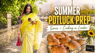 Getting Ready for a Summer Potluck in London | Saree, Cooking Vlog