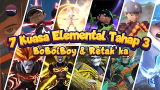 7 level 3 elemental powers of boboiboy and retakka
