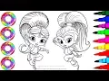 Colouring Drawings Shimmer and Shine Sparkle Rainbow Color Dress Coloring Pages l How to Colors