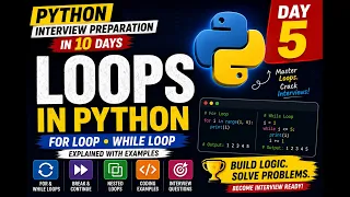 Python Loops Explained for Loop while Loop break continue Python Interview Prep Day 5