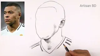 kylian mbappe portrait drawing made easy for beginners