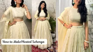perfact pleated lehenga cutting and stitching lehenga dress how to make pleated lehenga