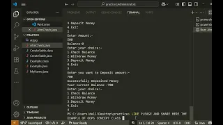 ATM MACHINE using class and Object Based On Oops Concept