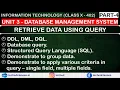 RETRIEVE DATA USING QUERY PART-4 CLASS X-402 DATABASE MANAGEMENT SQL QUERY