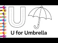 U for Umbrella Coloring Page for Kids Learn Alphabet with Fun