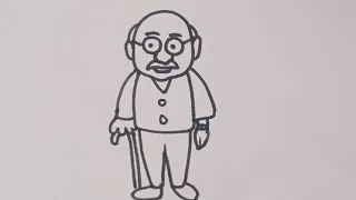 How To Draw Grandpa Old Man Grandpa Drawing Step By Step SimpleLineDrawing 