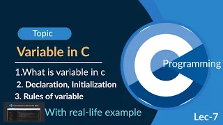 Variable in c programming in hindi lec-7 declaration initialization and rules