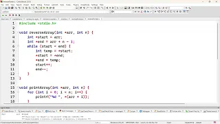 Reversing an array using pointers in C