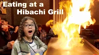 Kids eating at a Hibachi grill restaurant