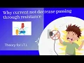 why current not decrease passing through resistance