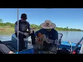 Rodolffo Fernando e Maiara na pescaria cantando MARCA EVIDENTE