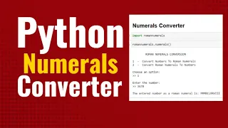 Numerals Converter in Python Write Code to Convert Numbers to Roman Numerals and Vice-Versa