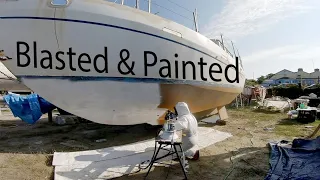 #59 – We BLASTED and PAINTED our BOAT AT LAST