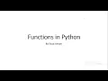 Week 6 Functions in Python