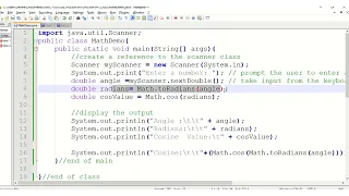 Math cos double a method in Java