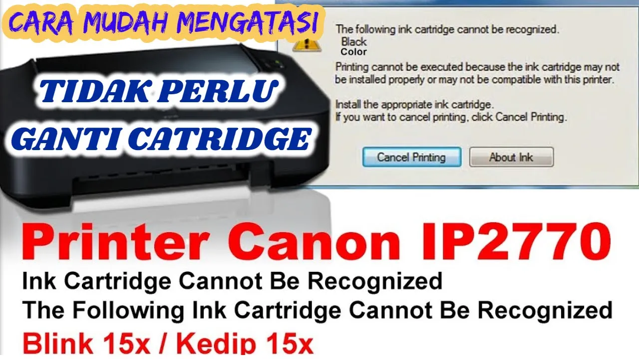 Dua cara mengatasi kedip 14 kali  printer ip2770. 