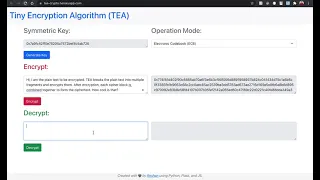 Tiny Encryption Algorithm TEA in ECB CBC mode