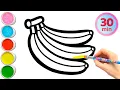 Download Lagu Bananen en 10 andere vruchten tekenen, schilderen, kleuren voor kinderen | Gezond fruit #358