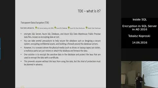 Tobaisz Koprowski Encryption in SQL Server in AD 2016 - 20160614