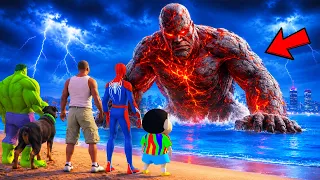 GTA 5 | THE LAVA GOD HAS RETURNED! SHINCHAN, FRANKLIN & SUPERHEROES PANIC IN GTA 5
