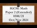 IGCSE Mathematics Paper 2 Extended 2024