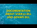 Documentation about user32 dll and advapi dll