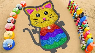 EXPERIMENT Slime - How To Make Rainbow Cat With Glitter Slime, Orbeez, Coca Cola vs Mentos