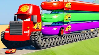 Big & Small McQueen with Saw wheels vs Big & Small Mcqueen with Monster Saw wheels | BeamNG Drive