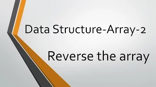 Data Structure-Array-2 Reversing the array by iteration recursion