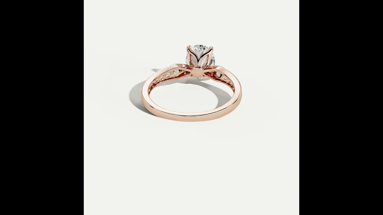 Margot丨Oval Lab Diamond Twisted Split Shank Pavé Milgrain Engagement Ring