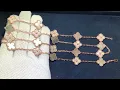 Vintage Alhambra long necklace 20 motifs 18K rose gold Diamond Mother-of-pearl