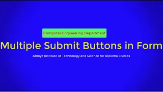 Multiple Submit Buttons in Form with Bhumika Zalavadia