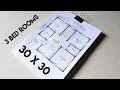 900 sqft best house plan II 30x30 ghar ka naksha II 30x30 home design with 3 bedrooms
