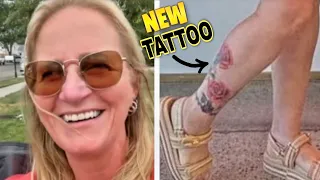 Christine Brown Woolley shows off NEW LEG TATTOO SPILLS MORE TEA about upcoming Book