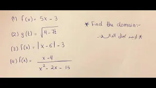 Find The Domain Of The Function أوجد مجال الداله  Find The Domain Of The Function أوجد مجال الداله