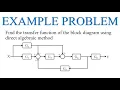 Finding Transfer Fucntion of a Block Diagram Example Direct Algebraic Method