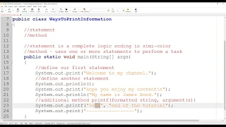 Java Tutorial 03 using print println methods
