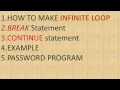 Python tutorial in Hindi 23 Infinite loop break continue statement password program