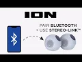 ION Geode Rock Speakers Bluetooth Pairing Stereo Link