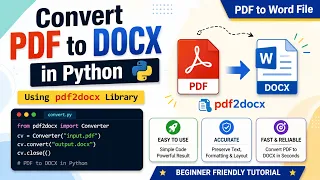 Convert PDF to DOCX in Python pdf2docx PDF to Word File Python pdf2docx Tutorial PDF to DOCX