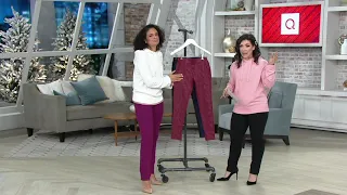 Women with Control Ponte Royale Embossed Scroll Leggings on QVC