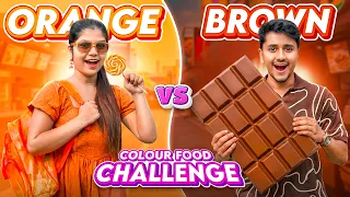 Brown🤎 🆚 Orange🧡1Hr Colour Food challenge😍। Deep Vs Gungun Who Win ?🔥
