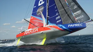 Sailing World on Water Le Defi Azumit Start ENGLISH Report #1 Great IMOCA Foiling Action