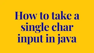 How to take a single char input in java