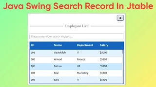 Part-2 Modern JTable Search in Java Swing Custom UI Design