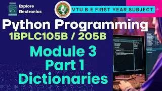 Module 3 Part 1 Dictionaries in python VTU 1st sem Python Programming