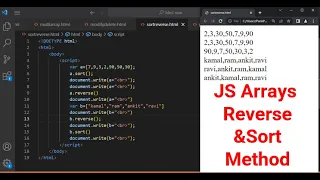 JavaScript Arrays Reverse and Sort Method JavaScript Tutorial in Hindi part 39