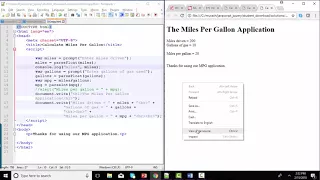 Murach JavaScript JQuery Chapter 2 mpg app Ex 2-1 debrief