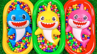 3 Minutes Satisfying Video | Mixing Funny Candy ASMR & Make Up in 3 Bathtubs with Color M&M's Slime